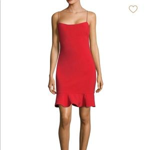 Likely Red Flutter Hem Dress